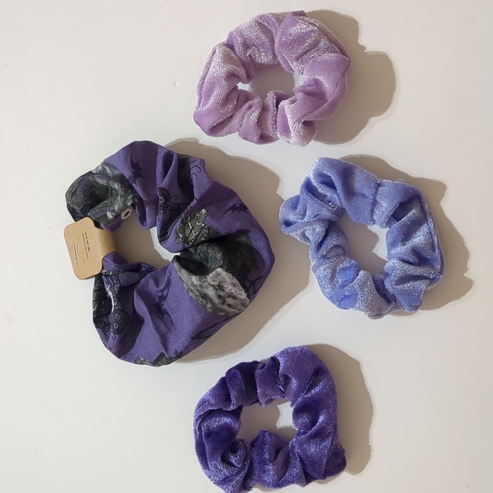 Scrunchies (4) 1 Jack hair Scrunchie  Night before Christmas 3 velvet scrunchies